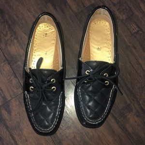Black Quilted Sperry Boat Shoes